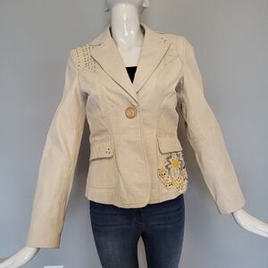 Vintage Free People Leather Embellished Jacket, GUC, Size 6